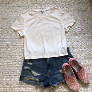 TJ Max cream crop top SZ M NEVER WORN